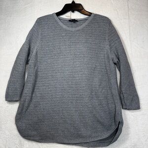 Lily Morgan Swetaer Womens Size Large Gray 3/4 Sleeve Open Knit Lightweight